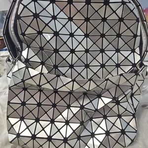 Geometric Silver Backpack